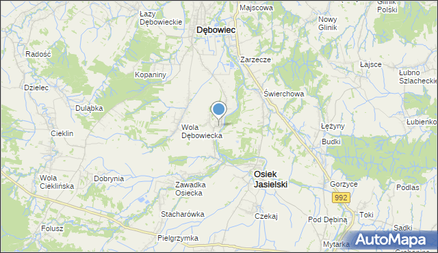 mapa Załęże, Załęże gmina Osiek Jasielski na mapie Targeo